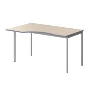 Стол эргономичный левый IMAGO-S 140x90 см, клен мультиплекс/алюминий
