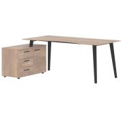 Стол руководителя с тумбой JAY JCT 1813(L), левый, дуб каньон/антрацит, 1800х1300х750 мм