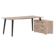 Стол руководителя с тумбой JAY JCT 1813(R), правый, дуб каньон/антрацит, 1800х1300х750 мм