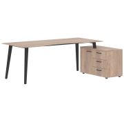 Стол руководителя с тумбой JAY JCT 2013(R), правый, дуб каньон/антрацит, 2000х1300х750 мм