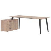 Стол руководителя с тумбой JAY JCT 2013(L), левый, дуб каньон/антрацит, 2000х1300х750 мм