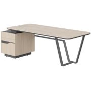 Стол руководителя LINE СФ-571102.1, дуб светлый/черный графит, 222.5х90х76.2 см