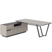 Стол руководителя LINE СФ-571202.1, дуб серый/черный графит, 222.5х180х76.2 см