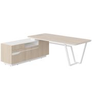 Стол руководителя LINE СФ-571202.1, дуб светлый/белый премиум, 222.5х180х76.2 см
