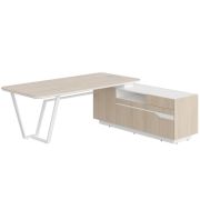 Стол руководителя LINE СФ-571201.1, дуб светлый/белый премиум, 222.5х180х76.2 см