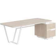 Стол руководителя LINE СФ-571101.1, дуб светлый/белый премиум, 222.5х90х76.2 см
