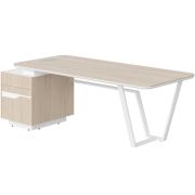 Стол руководителя LINE СФ-571102.1, дуб светлый/белый премиум, 222.5х90х76.2 см