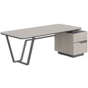 Стол руководителя LINE СФ-571101.1, дуб серый/черный графит, 222.5х90х76.2 см