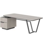 Стол руководителя LINE СФ-571102.1, дуб серый/черный графит, 222.5х90х76.2 см