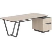 Стол руководителя LINE СФ-571101.1, дуб светлый/черный графит, 222.5х90х76.2 см