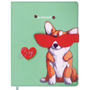 Дневник 1-4 класс 48 л., кожзам (твердая), застежка, ЮНЛАНДИЯ, «Корги в Очках», 106210