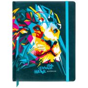 Дневник 1-11 класс 48 л., кожзам (твердая), печать, резинка, конверт, BRAUBERG, «Bright Lion», 106577