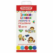 Краски акварельные медовые ПИФАГОР «ЭНИКИ-БЕНИКИ NEW», 12 цветов, картонная коробка европодвес, 192518