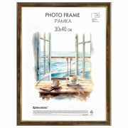 Рамка 30х40 см небьющаяся, багет 20 мм пластик, BRAUBERG «HIT3», цвет темный орех с позолотой, 391384