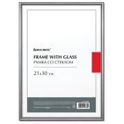 Рамка 21х30 см со стеклом, багет 8 мм, МЕТАЛЛ, BRAUBERG «Blade», серебристая, 391385