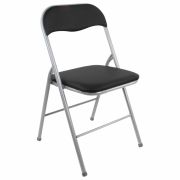 Стул складной BRABIX «Golf CF-007», серебристый каркас, кожзам чёрный, 532891