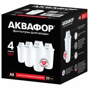 Сменные кассеты АКВАФОР «А5», удаление хлора и тяжелых металлов, для фильтров АКВАФОР, КОМПЛЕКТ 4 шт., 518586