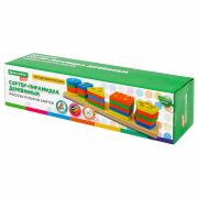 Сортер-пирамидка, 5 фигур, «Геометрик», метод Монтессори, развивающий, дерево, BRAUBERG KIDS, 665259