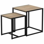 Стол журнальный «Терса», 490х490х560/390х390х460 мм, КОМПЛЕКТ 2 шт., металл/ЛДСП ясень шимо светлый