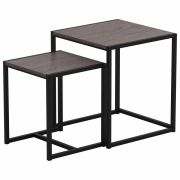 Стол журнальный «Терса», 490х490х560/390х390х460 мм, КОМПЛЕКТ 2 шт., металл/ЛДСП ясень шимо темный