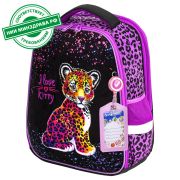 Ранец BRAUBERG FIT, 2 отделения, «Leopard», велюровое покрытие, 38х27х14 см, 272025