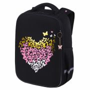 Ранец BRAUBERG LIGHT, 1 отделение, с брелоком, «Shining heart», фольгированная печать, 36х26х13 см, 272029