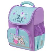 Ранец ПИФАГОР BASIC, 1 отделение, 3 кармана, эргономичная спинка, «Cat friends», 35х28х18 см, 272048
