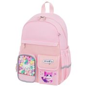 Рюкзак BRAUBERG PASTEL с термонашивками в комплекте, «Anime kitten», персиковый, 40х29х14 см, 272065