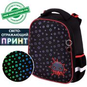 Ранец BRAUBERG LUMINOUS, 2 отделения, с брелоком, «Danger», СВЕТЯЩИЙСЯ РИСУНОК, 38х29х16 см, 272069