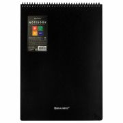 Блокнот БОЛЬШОГО ФОРМАТА А4, 80 л., обложка пластик, клетка, BRAUBERG «Metropolis», ЧЕРНЫЙ, 115577