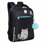 Рюкзак GRIZZLY школьный, анатомическая спинка, отделение для ноутбука до 13«, для девочек, »HAPPY CAT