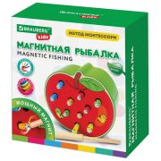 Сортер-рыбалка магнитный деревянный развивающий «Яблоко», BRAUBERG KIDS, 665244