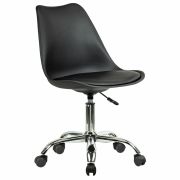 Кресло стул BRABIX «Eames MG-310 CH», хром, пластик черный, экокожа черная, 532925