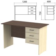 Стол письменный «Канц», 1200х600х750 мм, тумба 3 ящика, цвет венге/дуб молочный (КОМПЛЕКТ)