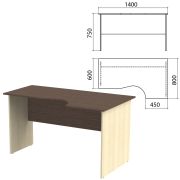 Стол письменный эргономичный «Канц», 1400х800х750 мм, правый, цвет венге/дуб молочный (КОМПЛЕКТ)