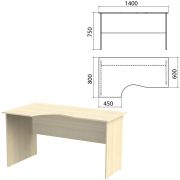 Стол письменный эргономичный «Канц», 1400х800х750 мм, левый, цвет дуб молочный (КОМПЛЕКТ)