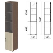 Шкаф закрытый со стеклом «Канц», 350х350х1830 мм, цвет венге/дуб молочный (КОМПЛЕКТ)
