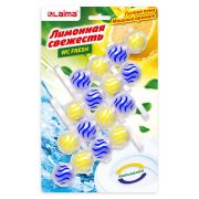 Туалетный блок шарики для унитаза освежитель, 4 блока по 50 г, «Лимонная Свежесть 3 в 1», LAIMA, 608994