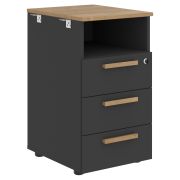 Тумба приставная FORTA FLC-3D.1A, дуб гамильтон/черный графит, 408х504х733 мм