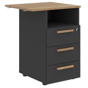 Тумба приставная FORTA FLC-3D.2A, дуб гамильтон/черный графит, 570х504х733 мм