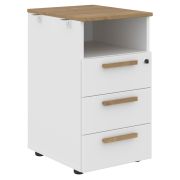 Тумба приставная FORTA FLC-3D.1A, дуб гамильтон/белый, 408х504х733 мм