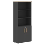 Шкаф-стеллаж FORTA FHC 80.5(Z), черный графит/дуб гамильтон, 802х429х1983 мм