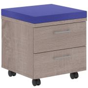 Тумба мобильная с подушкой XTEN XMC-2D.1A, дуб сонома/синий, 46.5х46.5х52 см