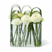 Композиция Blanc de la cascade, белые ранункулусы с листами тиффы