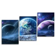 Модульная картина на стекле ПЛАНЕТЫ/ 3 модуля 28х40