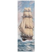 Картина Парусник VII, 30х90 см, рама жемчуг с серебром