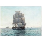 Картина Seascape with sailing ships, 50х70 см, рама жемчуг с серебром