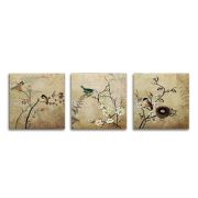 Модульная картина на стекле ПТИЦЫ/ 3 модуля 28х28