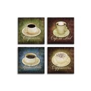 Модульная картина на стекле МОЖЕТ КОФЕ?/ 4 модуля 28х28
