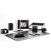 Настольный набор из 10 предметов, кожа двухслойная, черный